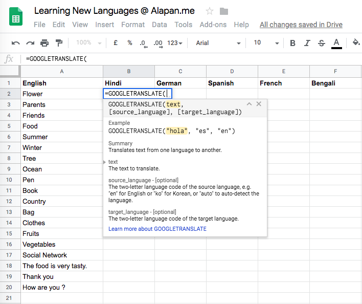 Applying Formula for Translating